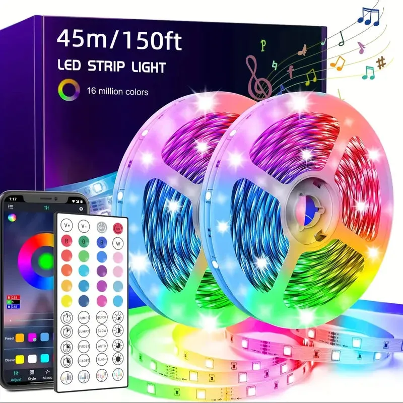 150FT Smart Led RGB LED Lights Music Sync Color Changing Light with App