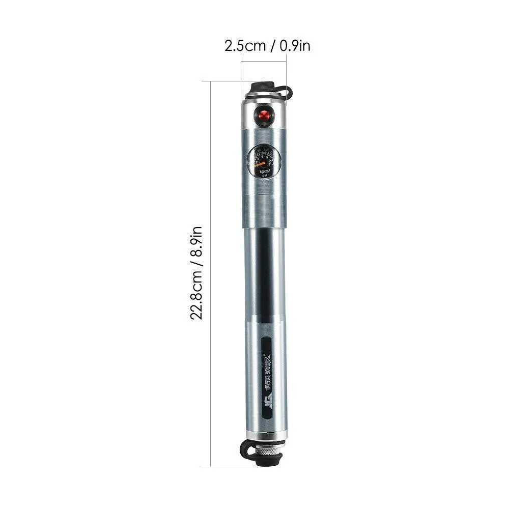 160PSI Bike Manual Pump Bicycle Cycling Air Pressure Pump Portable Presta Schrader Twin Valve Tire Pump with Built-in Gauge