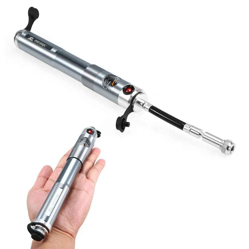 160PSI Bike Manual Pump Bicycle Cycling Air Pressure Pump Portable Presta Schrader Twin Valve Tire Pump with Built-in Gauge