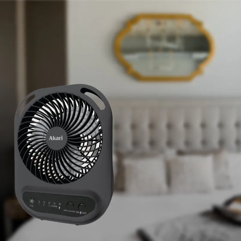 Akari Rechargeable  LED Bluetooth Music Box Fan (ARBF-5512MB)