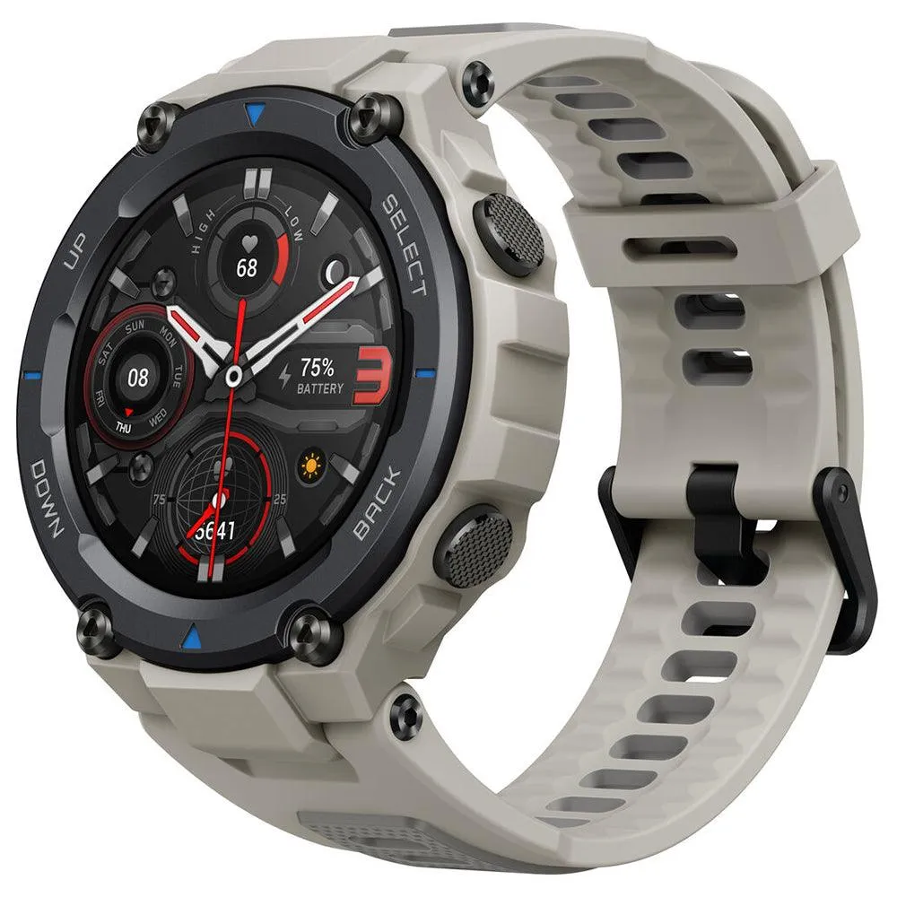 Amazfit T-Rex Pro Smart Watch (48mm - GPS) Polycarbonate Case With Desert Gray Silicone Rubber Strap