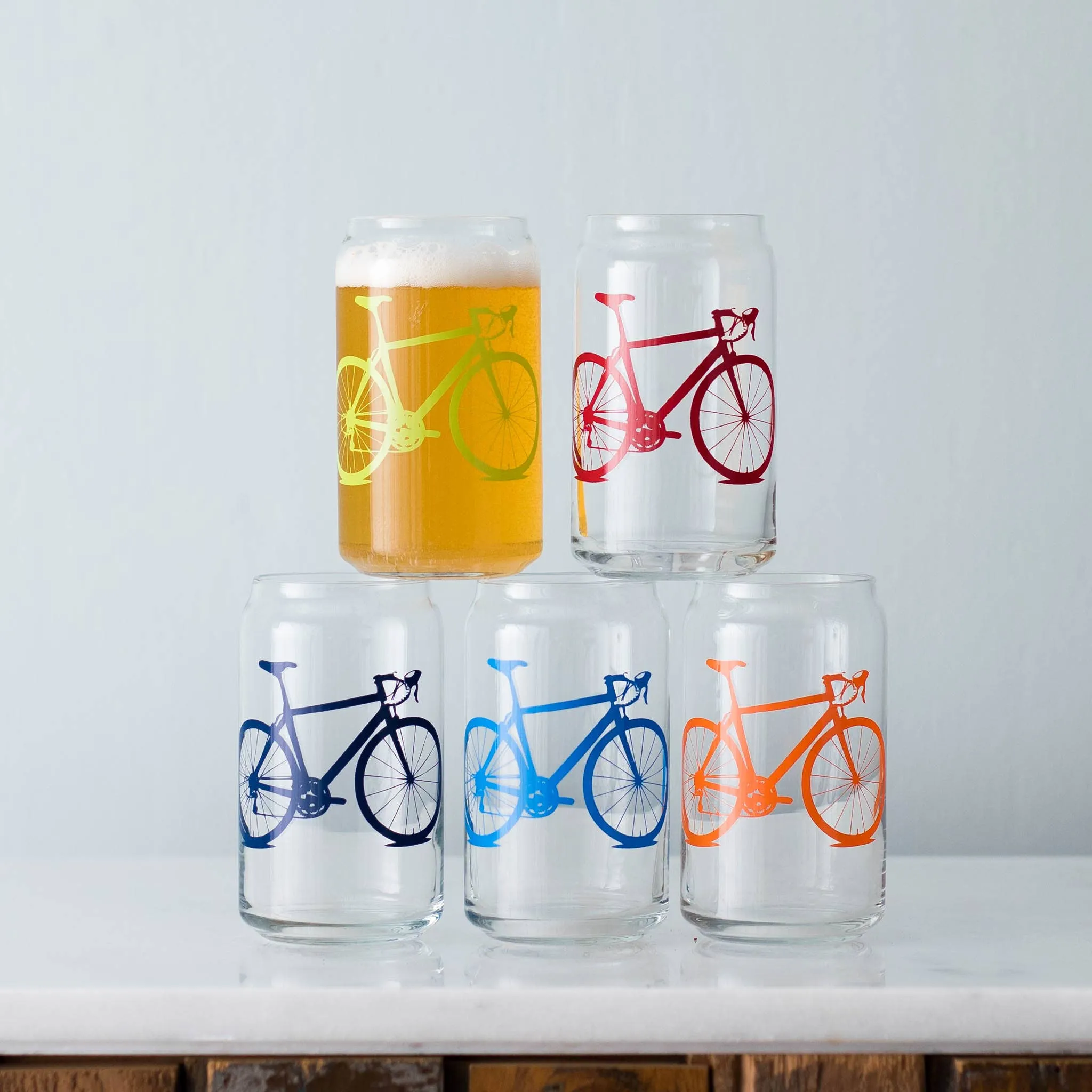 Bicycle Can Glass- Red