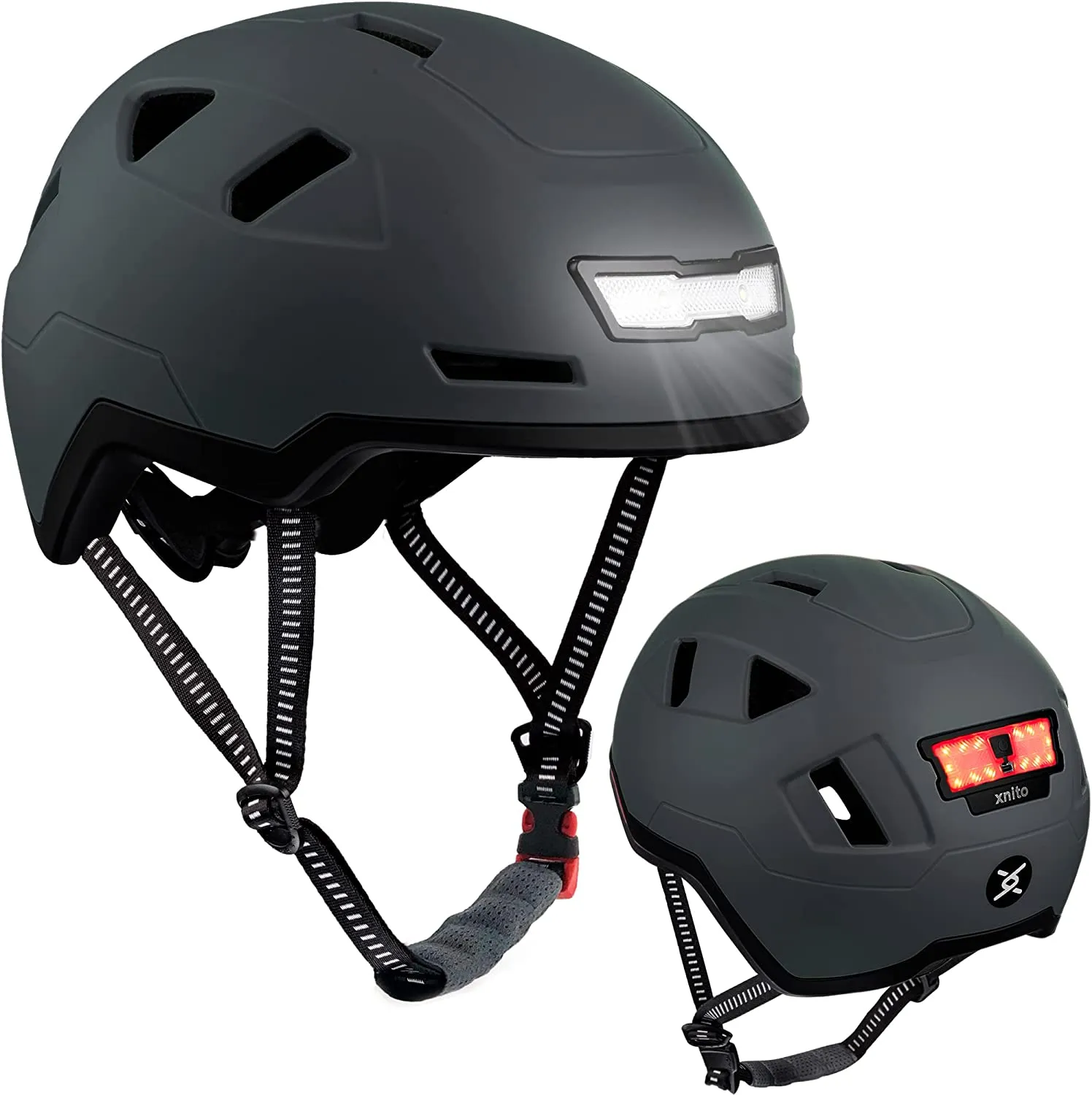 Bike Helmet with LED Lights - Urban Bicycle Helmet for Adults, Men & Women