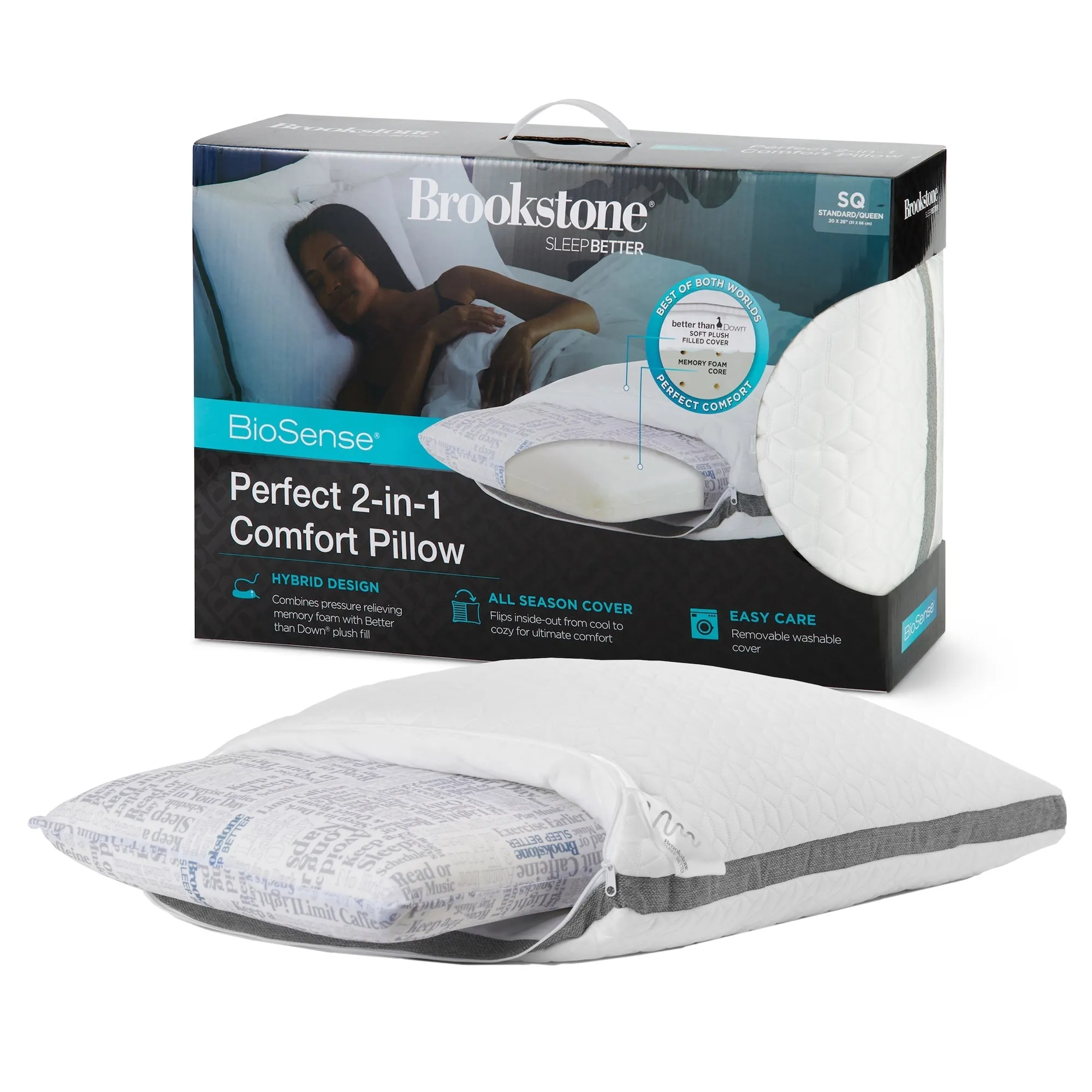 Brookstone Perfect 2-in-1 Comfort Pillow