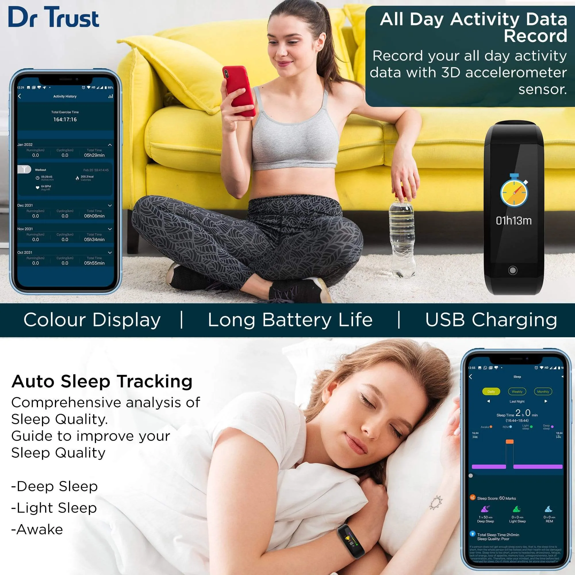 Dr Trust USA Health & Fitness Tracker 8001