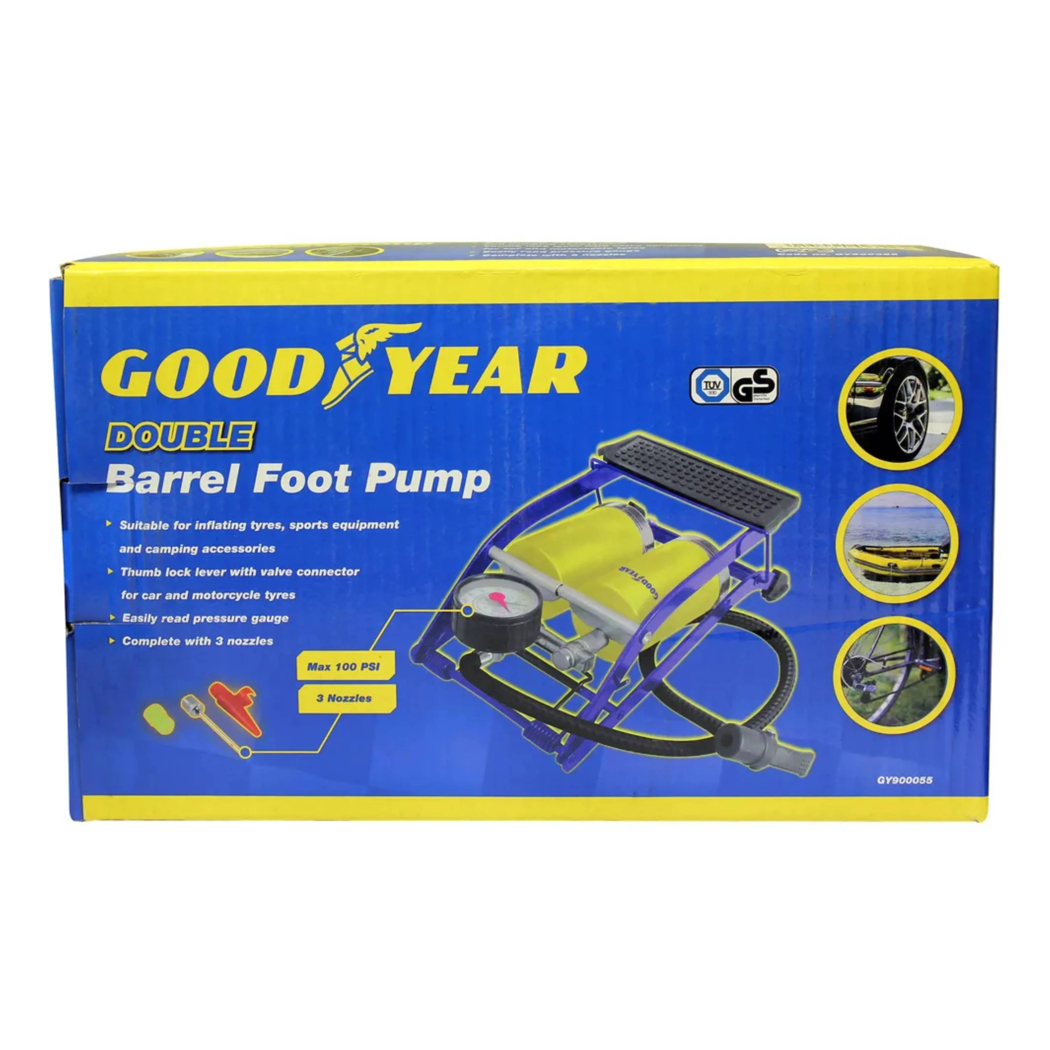 Goodyear Heavy Duty Double Barrel Foot Pump