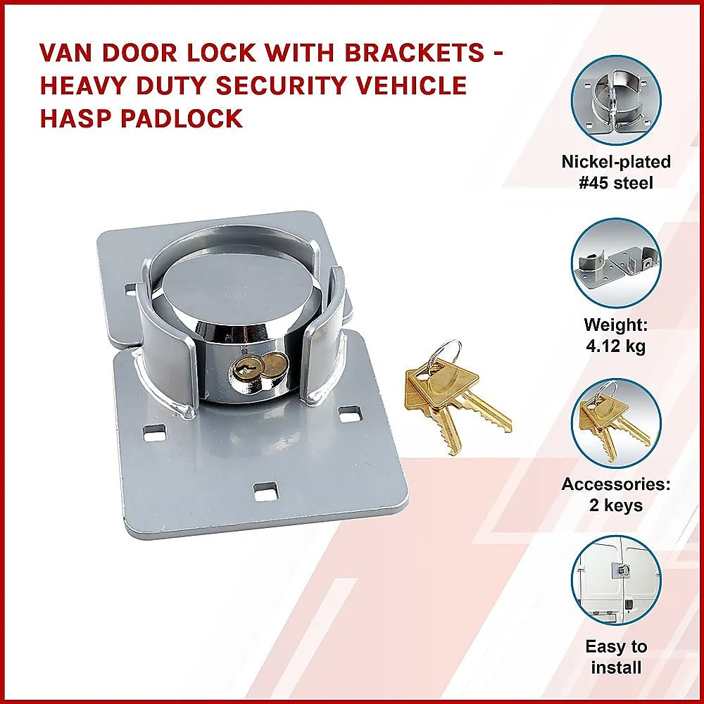 Heavy-Duty Van Door Lock, Brackets & 2 Keys, 45# Steel