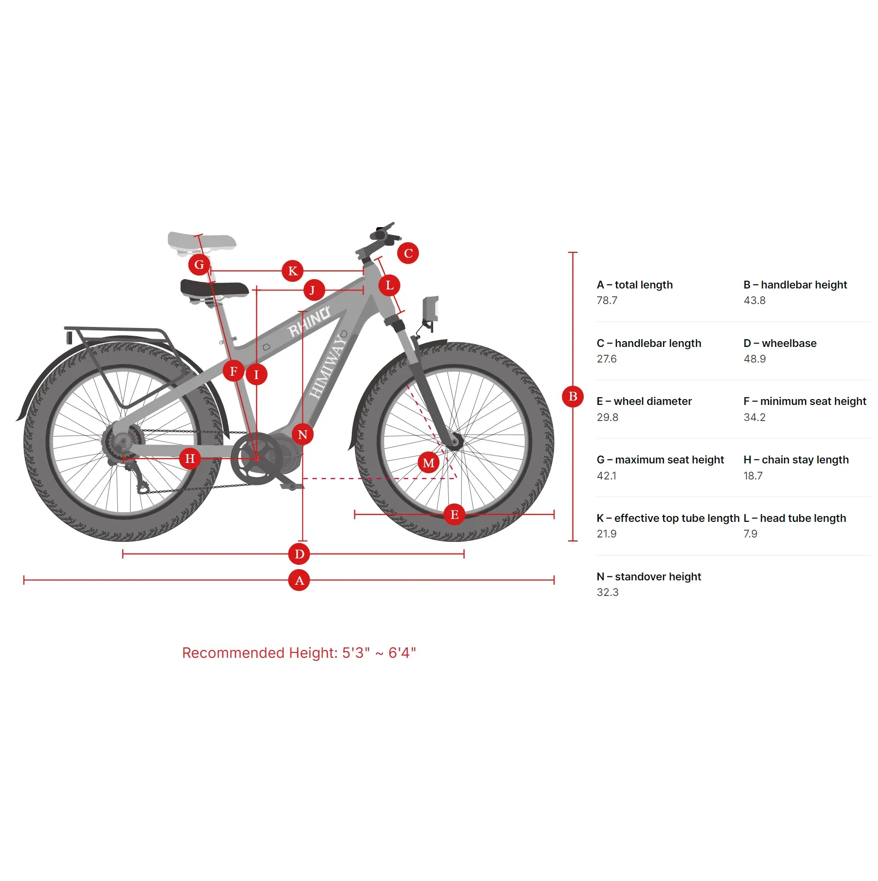 Himiway 1000W 48V D5 Rhino Dual-Battery Off-Road Fat Tire Electric Bike