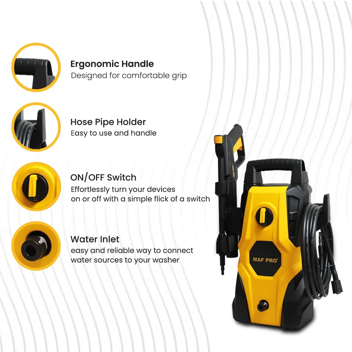 MAF PRO HPW14002 1400W Professional High Pressure Washer for Car Wash, Bike Wash & Home Cleaning (1400W, 105 Bar, 5.5LPM)