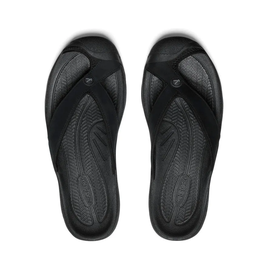 Men's Waimea Leather Flip-Flop  |  Black/Black