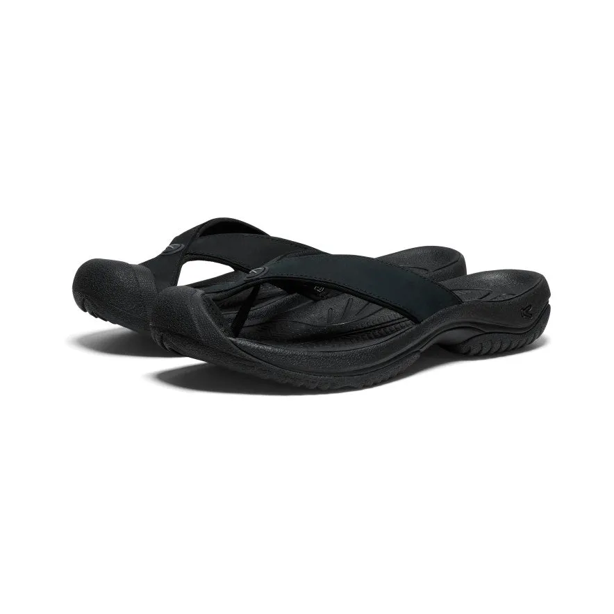 Men's Waimea Leather Flip-Flop  |  Black/Black