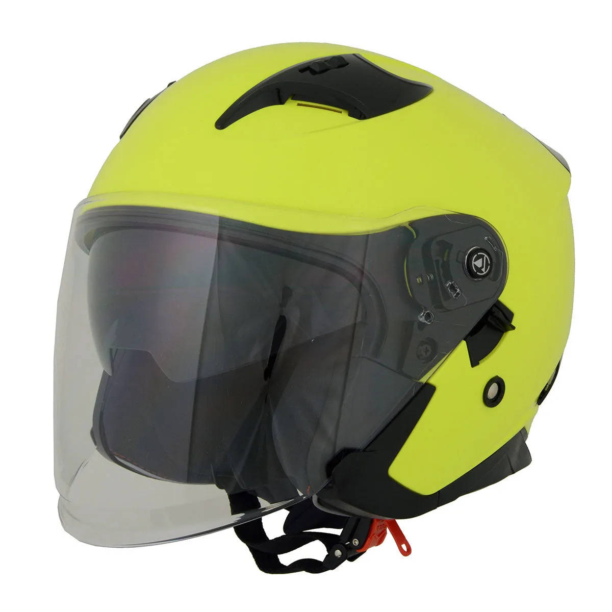 Milwaukee Helmets MPH9823DOT 'Shift' Open Face 3/4 Neon Yellow Helmet for Men and Women Biker with Drop Down Tinted Visor