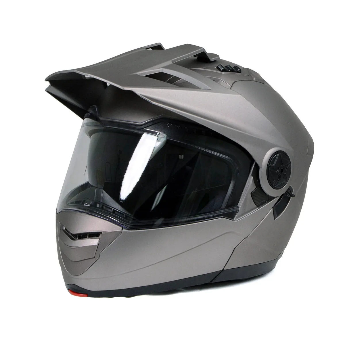 Milwaukee Helmets Silver Ominous Dual Sport Advanced Motorcycle Modular Helmet for Men and Women Biker DOT Approved MPH9822DOT