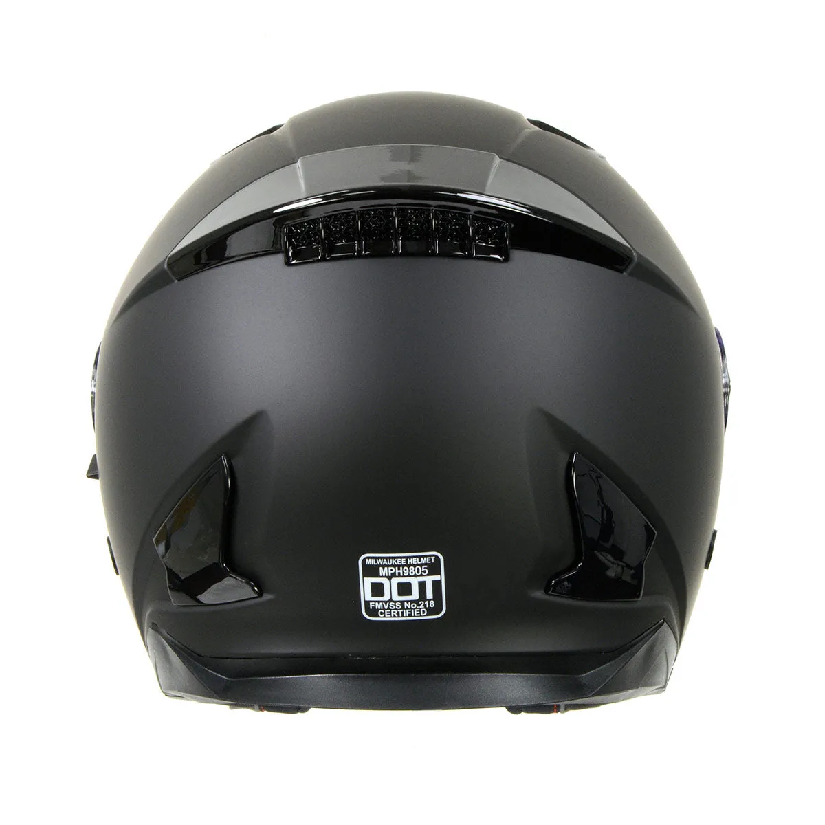 Milwaukee Performance Helmets MPH9805DOT 'Shift' Open Face 3/4 Matte Black Helmet for Men and Women Biker with Drop Down Tinted Visor