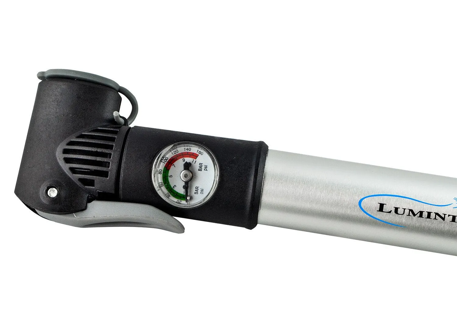 Mini Bike Pump Rotating Dual Nozzle Head with Built-in Gauge