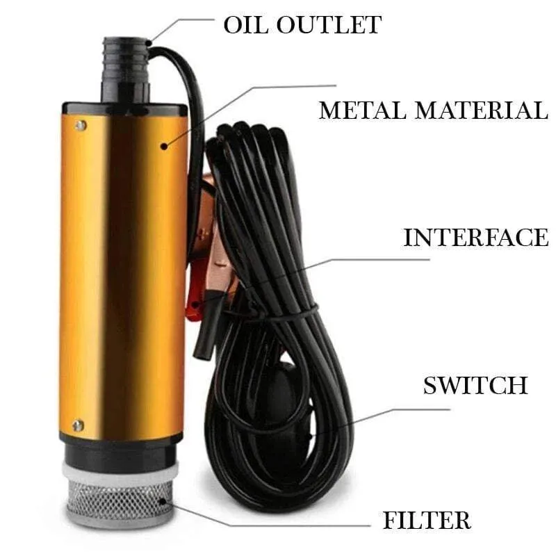 Portable Mini 12V 24V DC Electric Submersible Pump For Pumping Diesel Oil Water Aluminum Alloy Shell 12L/min Fuel Transfer Pump