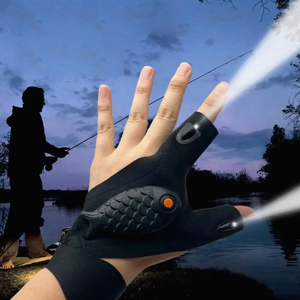 Rechargeable Fingerless Repair Fishing LED Gloves