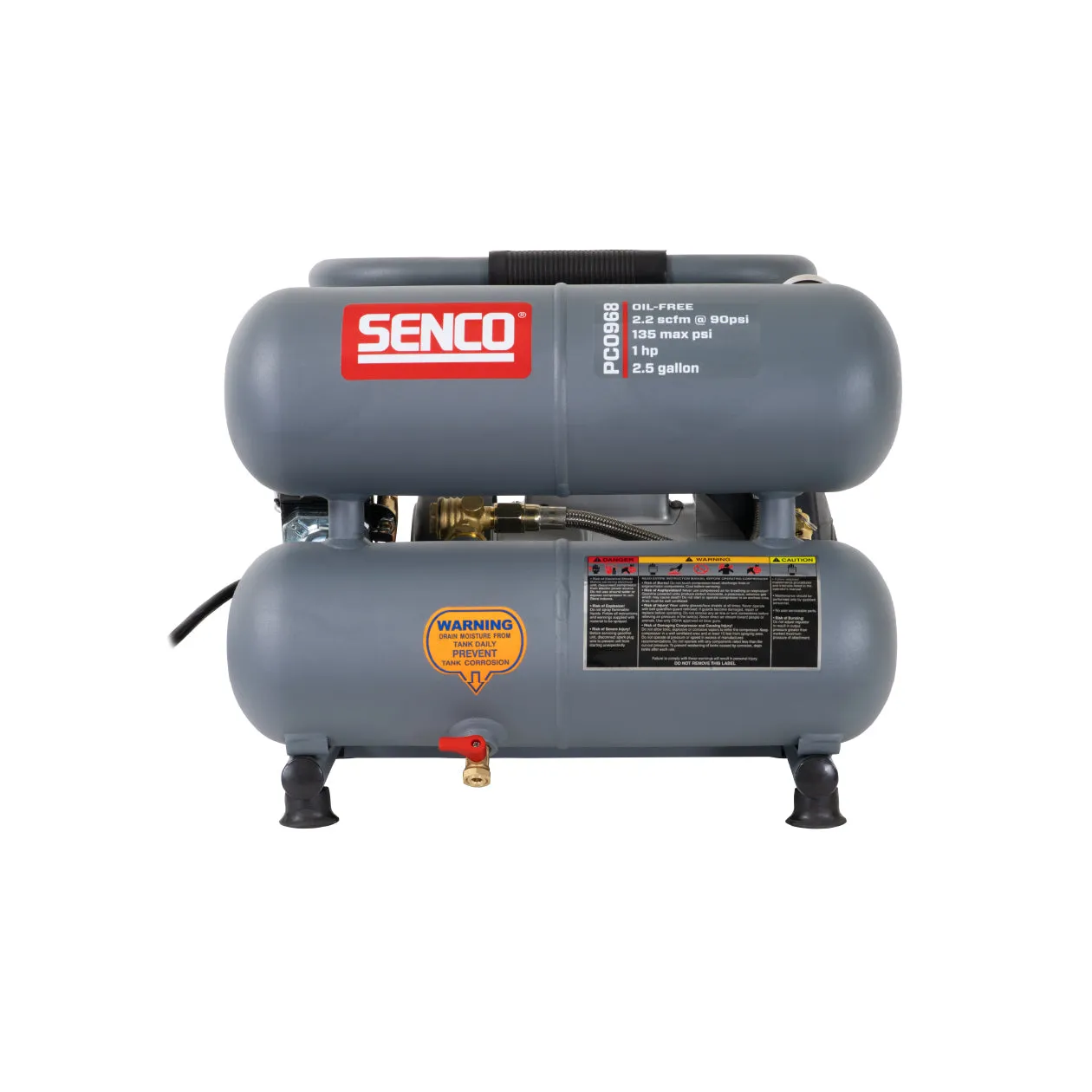 Senco PC0968 1 HP, 2-1/2 Gallon Twin Tank Air Compressor