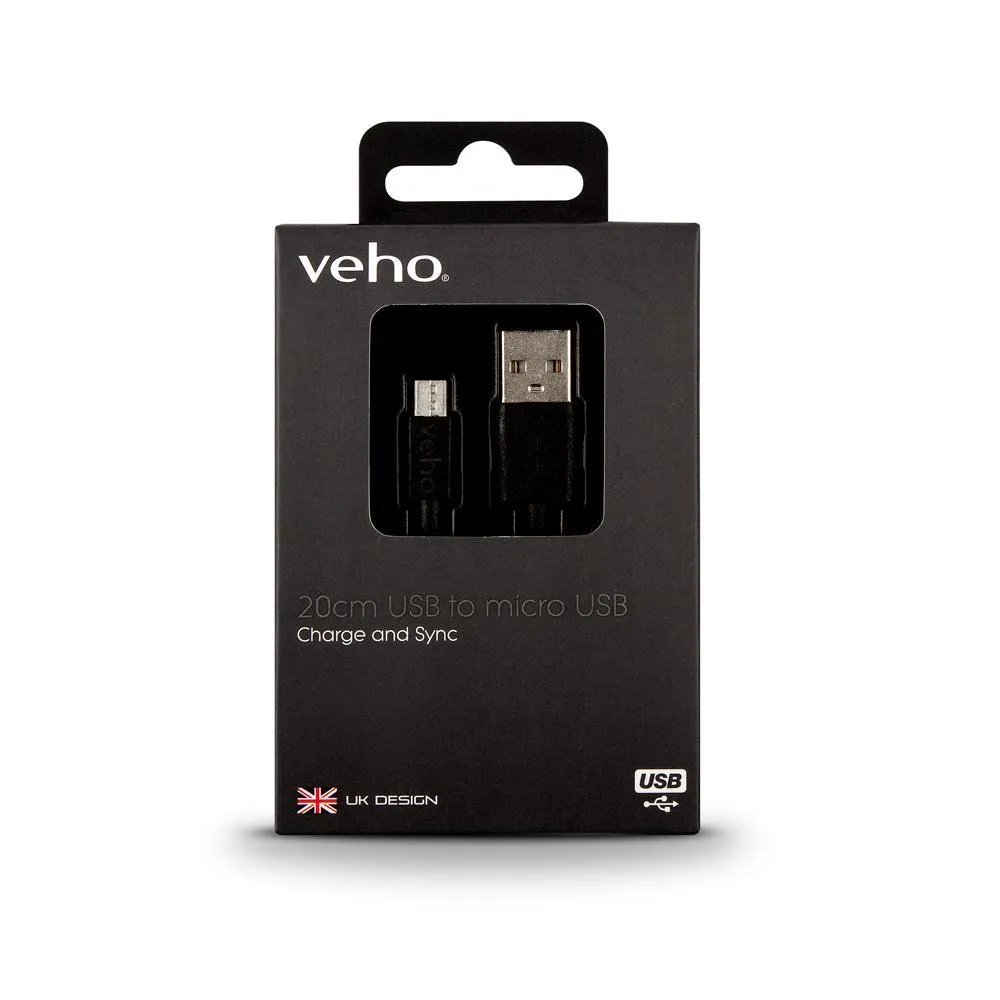 Veho Pebble USB-A to micro-USB Universal Charge and Sync 0.2m/0.7ft Cable