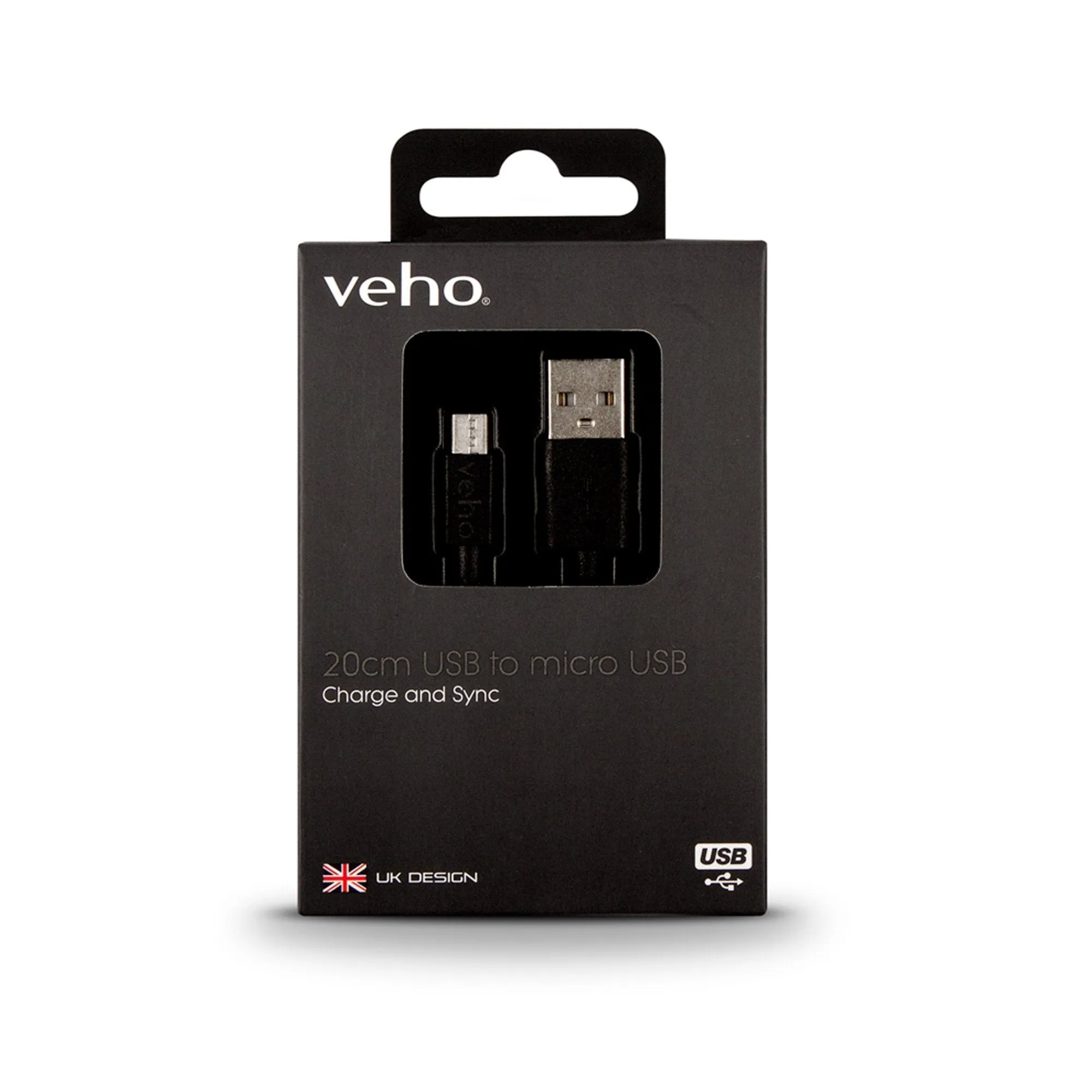 Veho Pebble USB-A to micro-USB Universal Charge and Sync 0.2m/0.7ft Cable